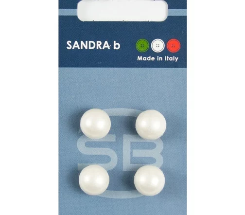 Пуговицы Sandra, на ножке, 11 мм, пластик, 4 шт., белый, CARD005