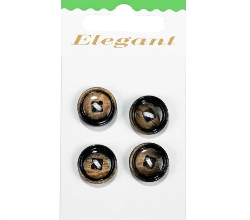 Пуговицы Disboton, 15 мм, 4 отв., пластик, 4 шт, черный/бежевый