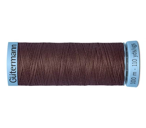 Нить Silk S303 для тонких швов, 100м, 100% шелк, цвет 446 сигнальный коричневый, Gutermann 744590