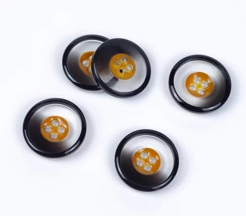 Пуговица, 4отв., пластик, цв. прозрачный/черный, 23 мм