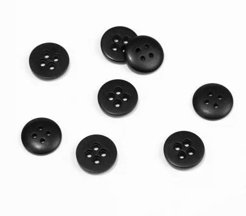 Пуговица Union Knopf, 4 отв., пластик, цвет черный, 15 мм