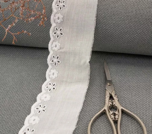 Шитье - вышивка на батисте (прошва) GOODMAN, ширина 45 мм, уп./3,5 м, цвет белый