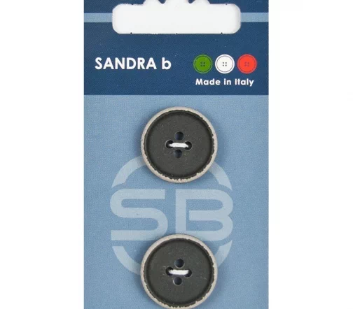 Пуговицы Sandra, 20,5 мм, 4 отв., пластик, 2 шт., цвет черный/серый, CARD190