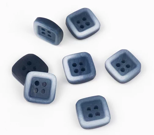 Пуговица, Union Knopf, 4 отв., квадрат, пластик, цв.деним, 15 мм, 453436-015-0066