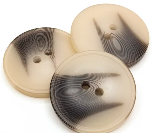 Пуговица DILL, 2 отв., пластик, цвет бежевый/коричневый, 30 мм