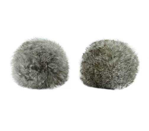 Помпон из нат. меха (кролик), d-10см, 2шт/упак (A бело-серый), арт. 7723347-A