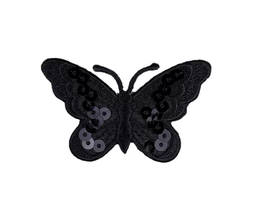 Термоаппликация "Бабочка с пайетками", 3,8 х 6,2 см, черный, арт. 569477.A