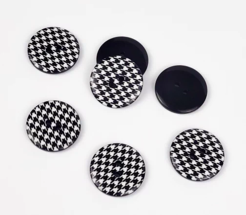 Пуговица Куриная лапка, 2отв., пластик, цв. черный/белый, 20 мм