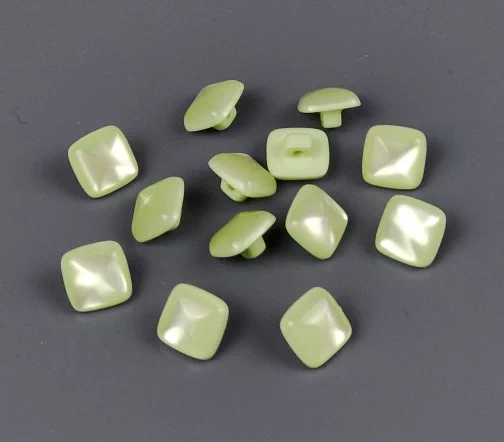 Пуговица Квадрат, на ножке, пластик, цв. салатовый, 12 мм