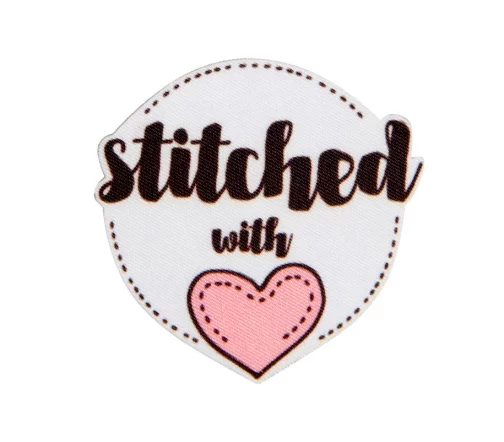 Термоаппликация HKM "Stitched with Love" (сшито с любовью), 5,2 х 4,9 см, 38644