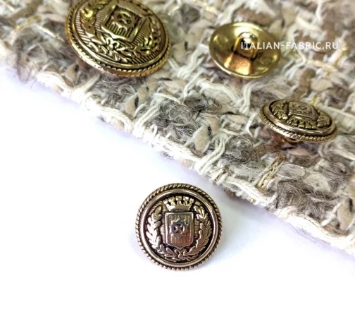 Пуговица "Гербовая", на ножке, 15 мм, металл, цвет золото/черный