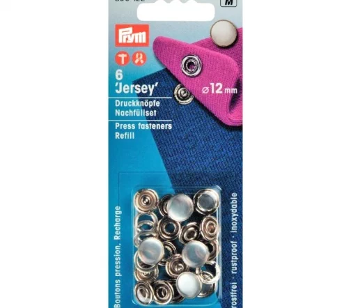 390122 Кнопки Джерси "Жемчужная шапка" к арт. 390117, латунь, цвет белый, 12 мм, 6 шт, Prym