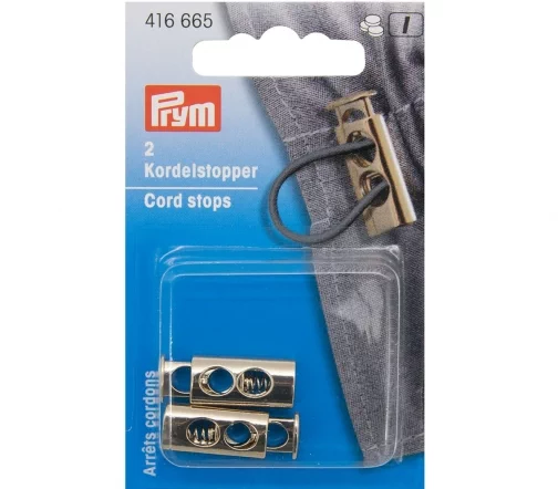 416665 Ограничители для шнура, 26*9,7мм, 2 отв., металл, цв. св. золото, 2 шт., Prym