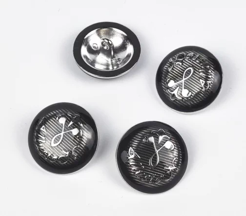 Пуговицы, Union Knopf, "Вензель с эмалью", на ножке, металл, черный/серебро, 23 мм