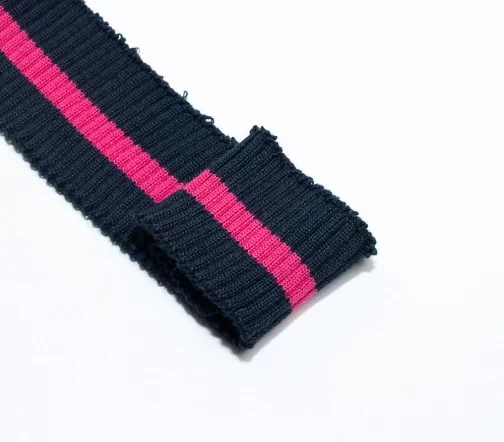 Кромка трикотаж с полоской, цвет темно-синий/фуксия