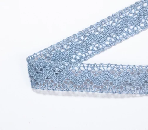 Мерсеризованное хлопковое кружево IEMESA, ширина 16 мм, цвет темно-голубой