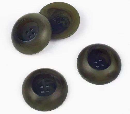 Пуговица, Union Knopf, с углублением, 4 отв., пластик, цвет хаки, 28 мм