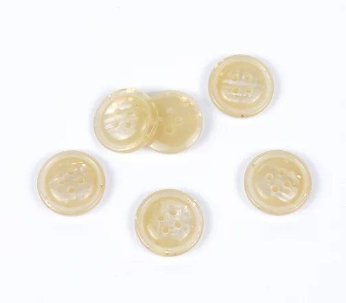 Пуговицы, Union Knopf, "Круглые с золотой крошкой", 4 отв., пластик, цвет бежевый, 18 мм