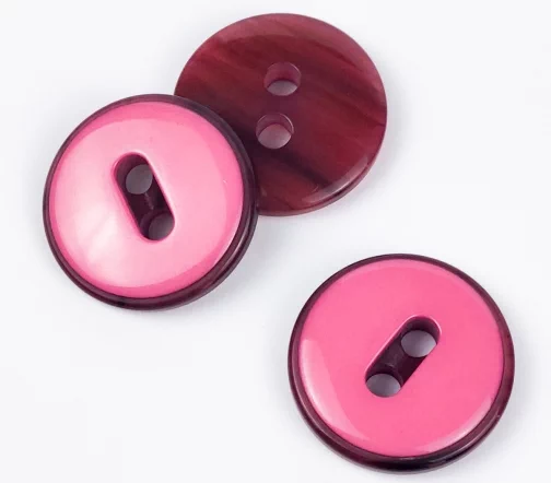 Пуговицы, Union Knopf, "Круглые, прорезь-полоса", глянец, 2 отв., пластик, цвет розовый, 28 мм