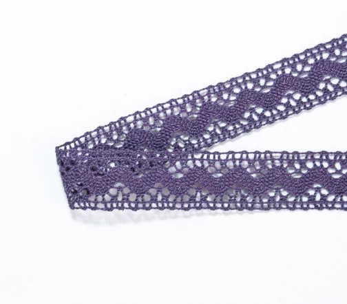 Мерсеризованное хлопковое кружево IEMESA, ширина 16 мм, цвет темно-лавандовый
