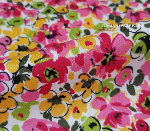 Сатин с мелким цветочным принтом, 01998