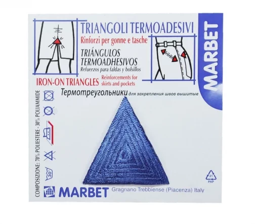 Термотреугольники Marbet для закрепления швов вышитые, 3,5 см, 4 шт., серо-голубой