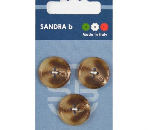 Пуговицы Sandra, 20,5 мм, 4 отв., пластик, 3 шт., коричнево-бежевый, арт. CARD131