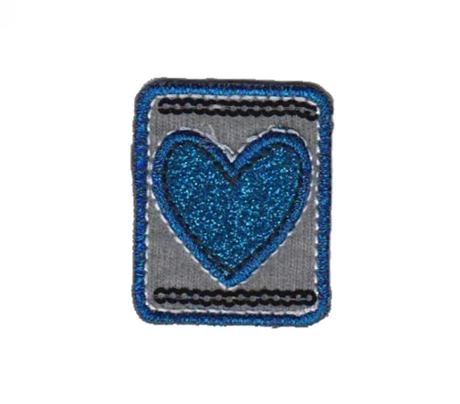 Термоаппликация "Нашивка с блестящим сердцем", 4,5 х 3,6 см, синий, арт. 565147.A