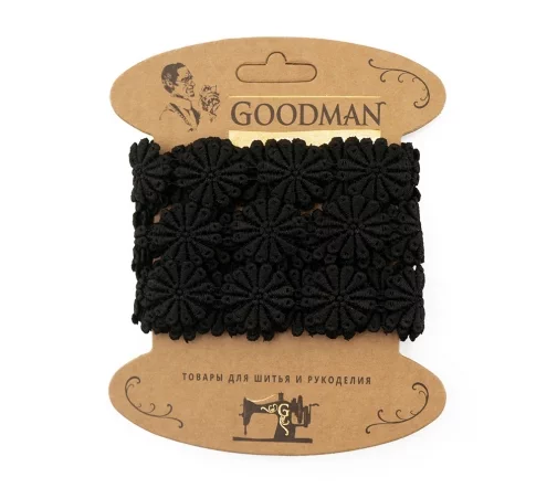 Кружево гипюр GOODMAN, ширина 28 мм, уп./3,5 м, цвет черный, G-4988.13