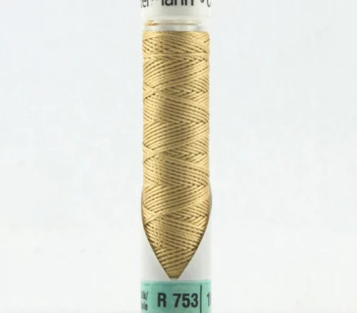 Нить Silk R 753 для фасонных швов, 10м, 100% шелк, цвет 893 бежево-желтый, Gutermann 703184