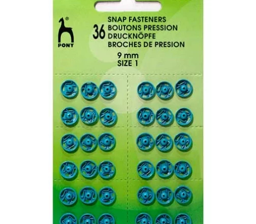 78901/01 PONY Кнопки одежные 9 мм, латунь, голубые, 6 шт.