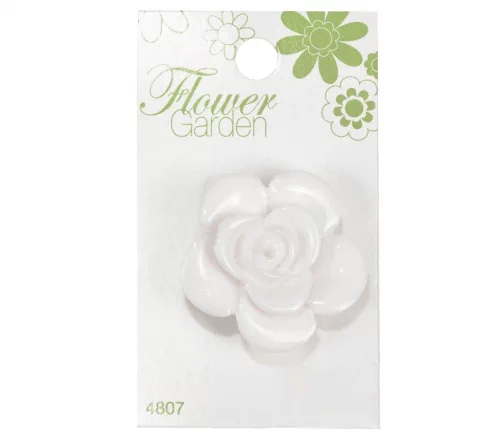 Пуговица, Flower Garden, арт. 4807, на ножке, 34 мм, пластик, белый