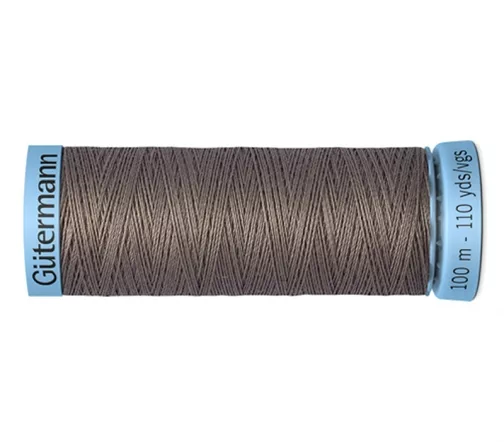 Нить Silk S303 для тонких швов, 100м, 100% шелк, цвет 669 т.серо-бежевый, Gutermann 744590