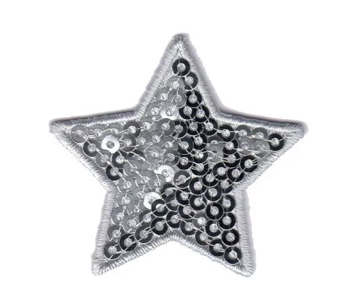 Термоаппликация "Звезда с пайетками серебристая малая", 4,3 х 4 см, арт. 569944.B