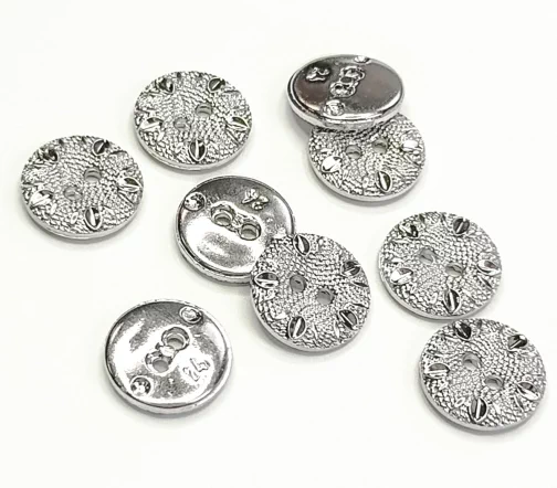 Пуговица Sandra "Листочки", 15 мм, 2 отв., пластик, цвет серебро