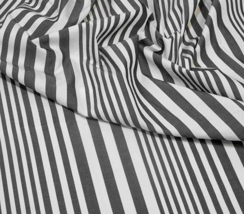 Сорочечный хлопок в графитовую полоску, фон белый, 01730-1