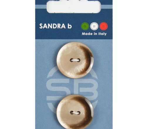 Пуговицы Sandra, 23 мм, 2 отв., пластик, 2 шт., коричнево-бежевый, CARD087