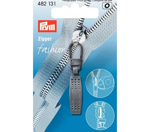 482131 Пуллер (подвеска для молнии) 46*8,25мм 'Mатрица', металл, цвет потертый черный, Prym