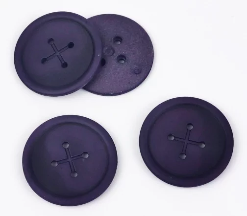 Пуговицы, Union Knopf, "Прорезь-крест", круглые, 4 отв., пластик, цвет фиолетовый, 30 мм