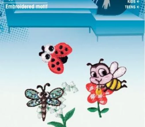 925530 Термоаппликация "Пчелка/Стрекозка/Божья коровка" 2,8х4см/3,3х3см/2х2см, 3шт., Prym