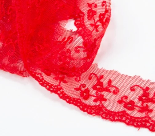 Кружево IEMESA (вышивка на тюле), ширина 25 мм, цвет красный