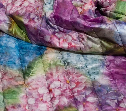 Курточная стеганая ткань с синтепоном "Гортензии", 01292