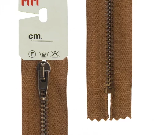 Молния RiRi металл неразъём, 4 мм 18 см, подвеска АТ, цепь антик медь, цвет 2209, светло-коричневый