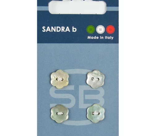 Пуговицы Sandra "Цветочки", 11 мм, 2 отв., нат.перламутр, 4 шт., CARD026