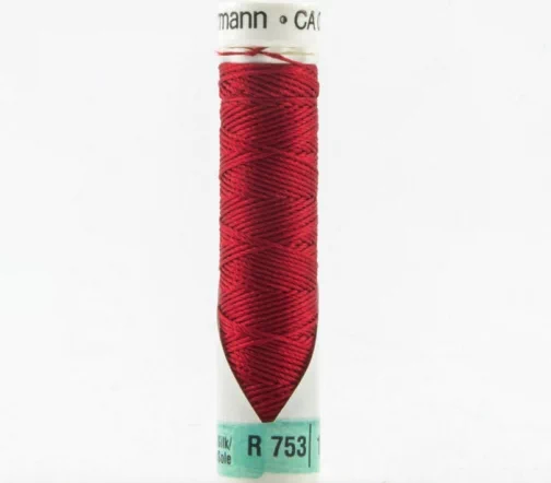 Нить Silk R 753 для фасонных швов, 10м, 100% шелк, цвет 367 т.красный, Gutermann 703184
