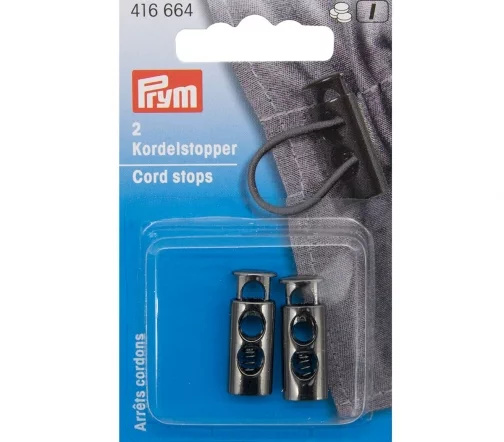 416664 Ограничители для шнура, 26*9,7мм, 2 отв., металл, цв. оруж. металл, 2 шт., Prym