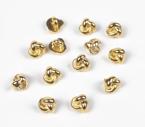 Пуговица Узелок, на ножке, металл, цв. золото, 9 мм
