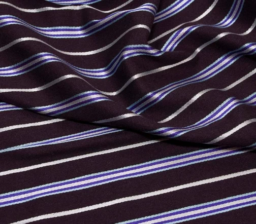 Шерсть стрейч костюмная в разноцветную полоску, фон баклажановый, 00462