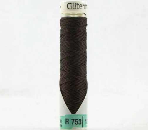 Нить Silk R 753 для фасонных швов, 10м, 100% шелк, цвет 769 средне-коричневый, Gutermann 703184