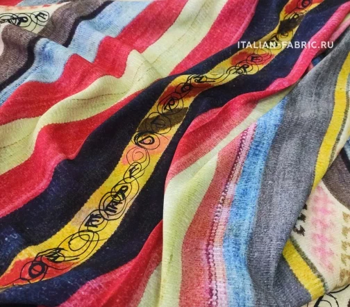 Креп стрейч вискозный в широкую полоску, 1042111